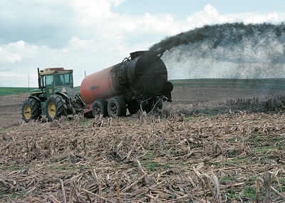 Soil is being used to recycle animal waste, which also fertilizes it for crop growth.